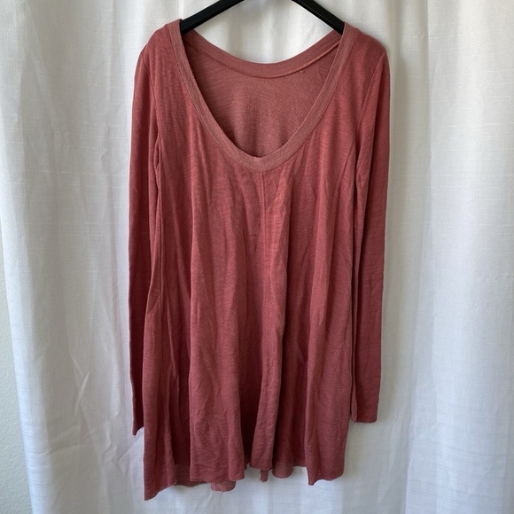 Free People Beach Beatnik Tunic Top Rose Coral Size Small Raw Hem - Picture 5 of 10